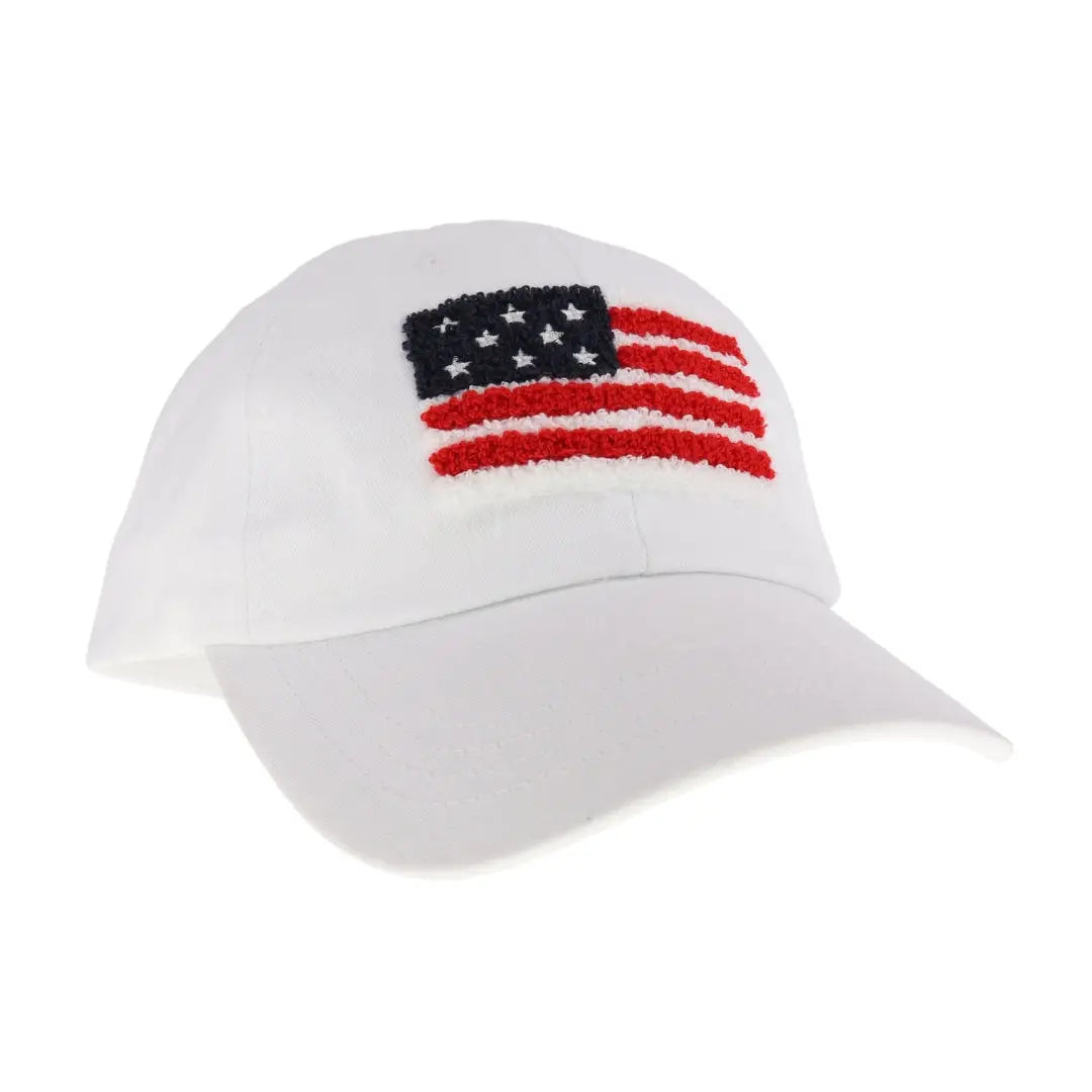 USA Flag Patch Cap White