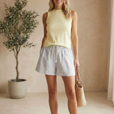 Light blue floral cotton shorts from Wishlist's Julia collection with drawstring waist and side pockets.