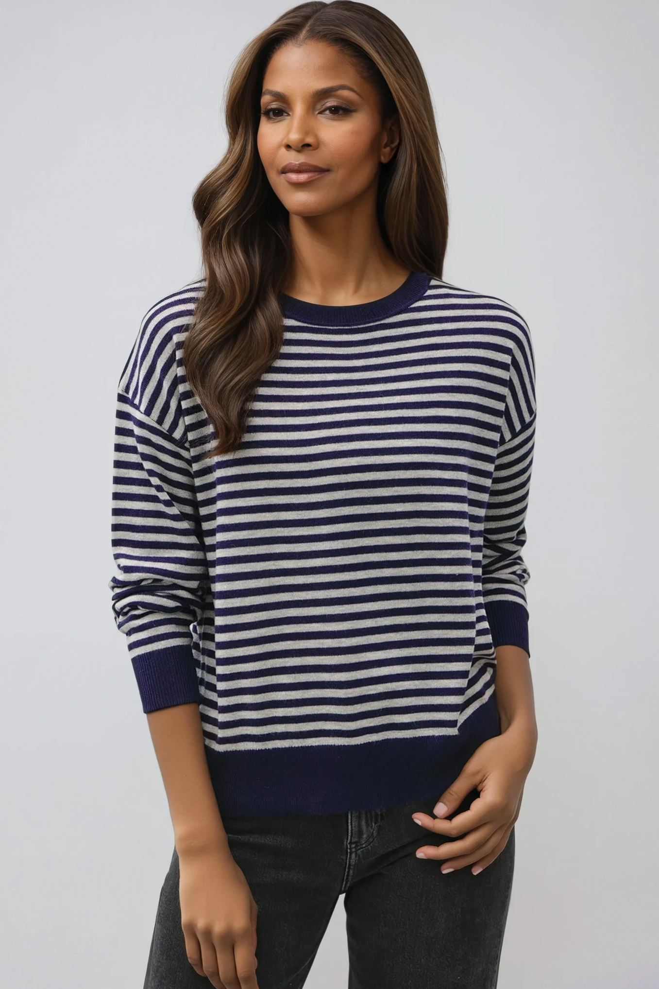 Wool Blend Striped Sweater Top
