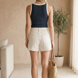 Navy ribbed tank top from Z Supply's The Clarke collection, featuring white trim and a fitted, sleeveless design.