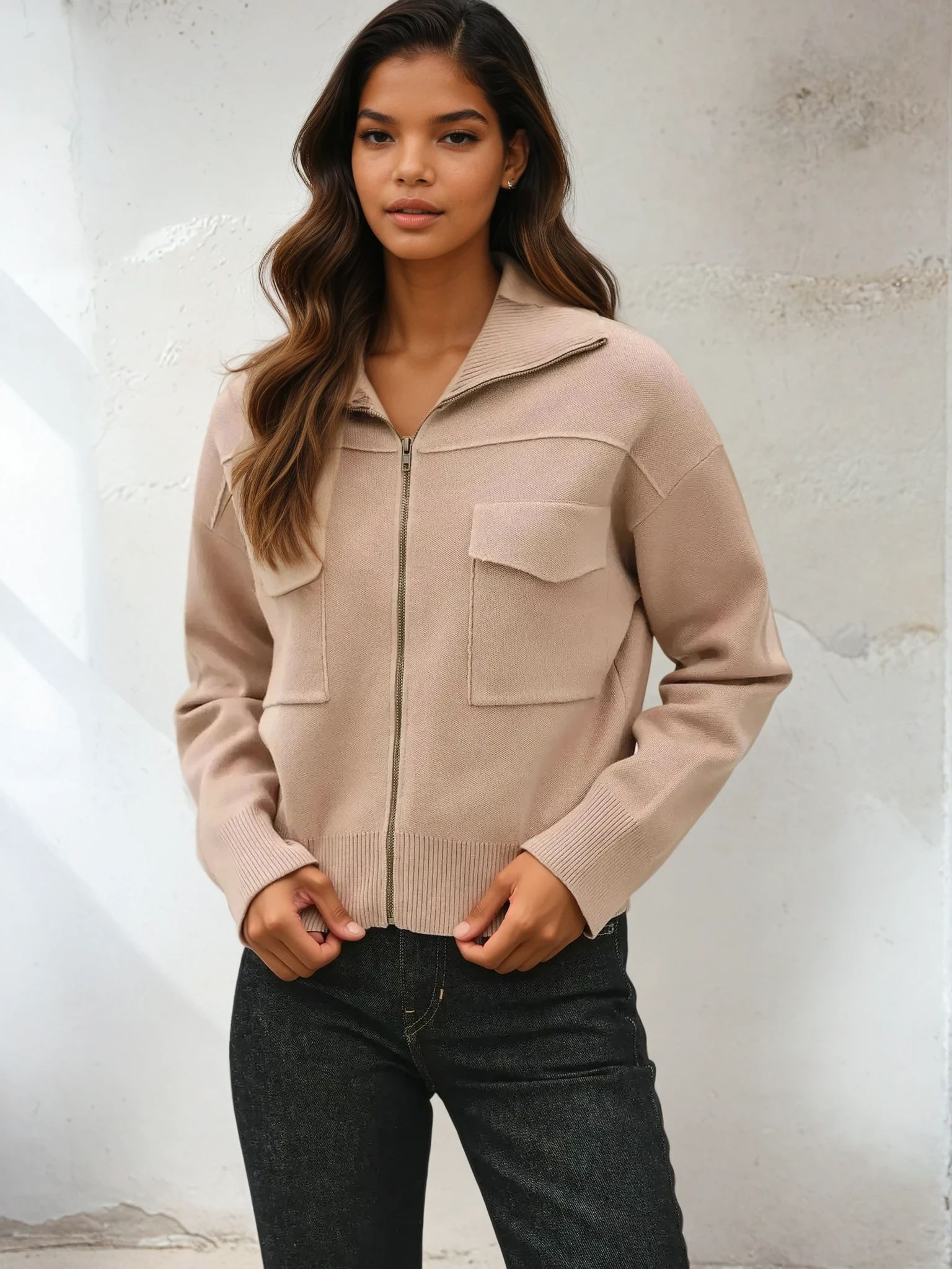 Zip Up Sweater Jacket